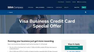 Visa Business Credit Card Special Offer | BBVA Compass