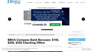 BBVA Compass Bank Promotions: $150, $200, $250 Checking Bonuses