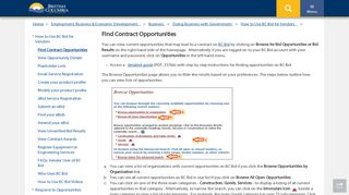 Find Contract Opportunities - Province of British ... - Government of B.C.