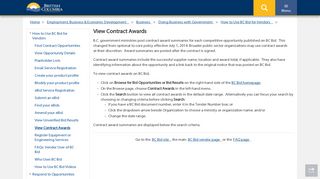 View Contract Awards - Province of British Columbia - Government of BC