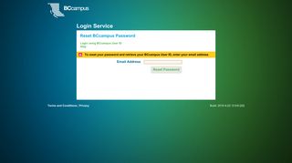 Reset BCcampus Password - BCcampus Login Server