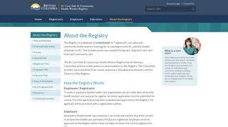 BC Care Aide & Community - About the Registry