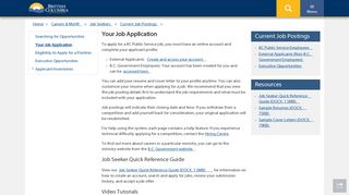 Your Job Application - Province of British Columbia - Government of BC