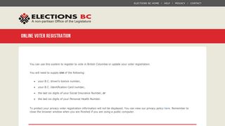 Elections BC – Online Voter Registration