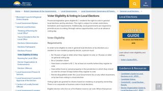 Voter Eligibility & Voting in Local Elections - Province of British Columbia