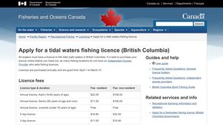 Apply for a tidal waters fishing licence - BC Tidal Waters Sport Fishing ...