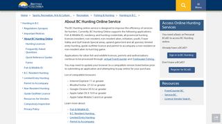 About BC Hunting Online Service - Province of British Columbia