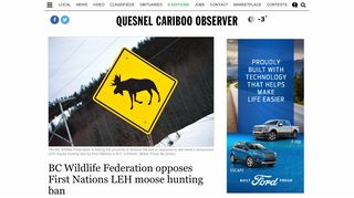 BC Wildlife Federation opposes First Nations LEH moose hunting ban ...
