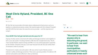 Meet Chris Hyland, President, BC One Call - Trans Mountain