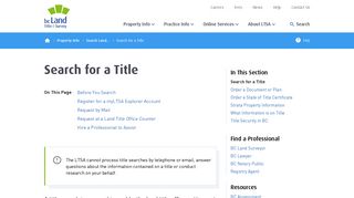 Search for a Title | LTSA