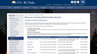 Discover Camping Reservation Service - Government of B.C.