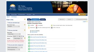 British Columbia Parks - Find a site - Discover Camping Reservation ...
