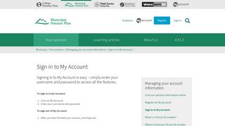 Sign in to My Account - Municipal Pension Plan