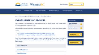 WelcomeBC - BC PNP Express Entry BC Process| BC, Canada