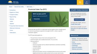 Provincial Sales Tax (PST) - Province of British Columbia