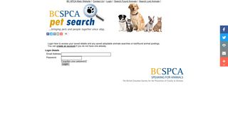 Login - BC SPCA Pet Search