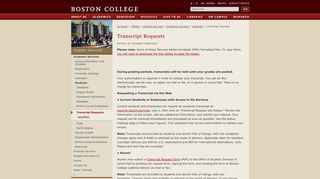 Transcript Requests - Office of Student Services - Boston College
