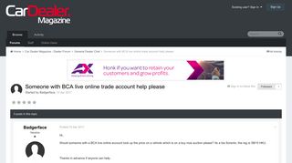 Someone with BCA live online trade account help please - General ...
