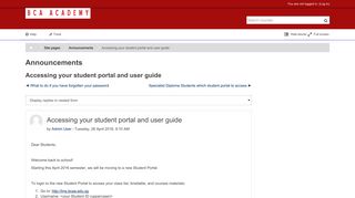 BCAA: Accessing your student portal and user guide