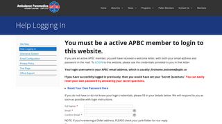 APBC :: Help Logging In