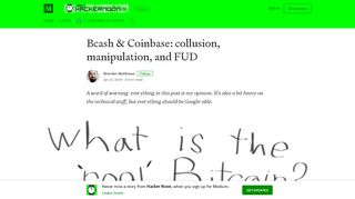 Bcash & Coinbase: collusion, manipulation, and FUD – Hacker Noon