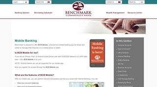 Benchmark Community Bank - Banking Options - Mobile Banking