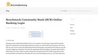 Benchmark Community Bank (BCB) Online Banking Login |