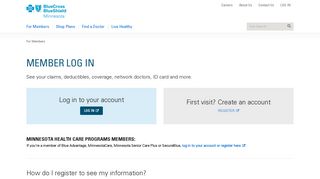 Log In & Register | BlueCrossMN