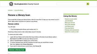 Renew a library loan | Buckinghamshire County Council