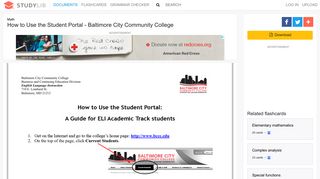 How to Use the Student Portal - Baltimore City Community College