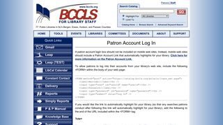 BCCLS Staff - Patron Account Log In
