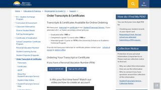 Order Transcripts & Certificates - Province of British Columbia