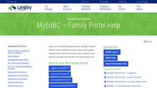 MyEdBC – Family Portal Help - School District No. 35