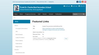 Featured Links - Student Transcript Service (BCeID# and... - École Dr ...