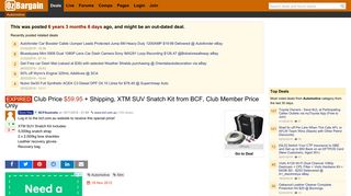 Club Price $59.95 + Shipping, XTM SUV Snatch Kit from BCF, Club ...