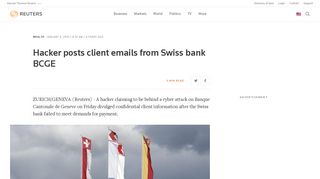 Hacker posts client emails from Swiss bank BCGE | Reuters