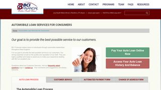 Automobile Loan Services For Consumers - BCI Financial Corporation