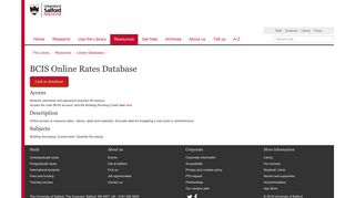 BCIS Online Rates Database | The Library | University of Salford ...