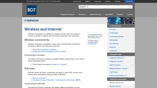 BCIT : : IT Services : : Wireless and Internet