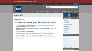 BCIT : : IT Services : : Students activate your Sharefile account