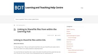 Linking to ShareFile files within D2L – Learning and Teaching ... - BCIT
