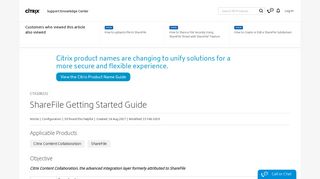 ShareFile Getting Started Guide - Support & Services - Citrix