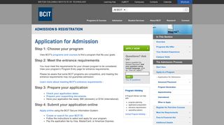 BCIT : : Admission & Registration : : Application for Admission