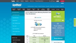 Lotto Max and Extra winning lottery numbers | BCLC