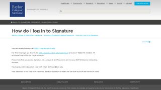How do I log in to Signature | Baylor College of Medicine | Houston ...