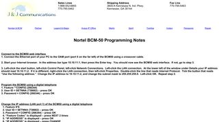 BCM 50 Programming Notes