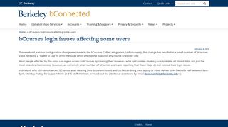 bCourses login issues affecting some users | bConnected