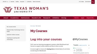 My Courses - Texas Woman's University