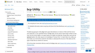 bcp Utility - SQL Server | Microsoft Docs