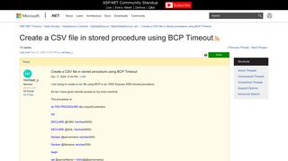 Create a CSV file in stored procedure using BCP Timeout | The ASP ...
